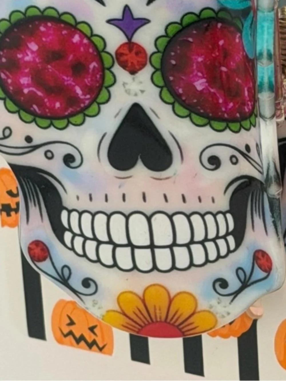 🤍▪️Piper K ▪️Sugar Skull Day Of The Dead Floral Hair  Claw Acryllic Clip